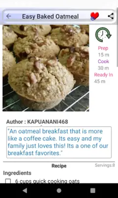 Oatmeal Cuisine android App screenshot 0